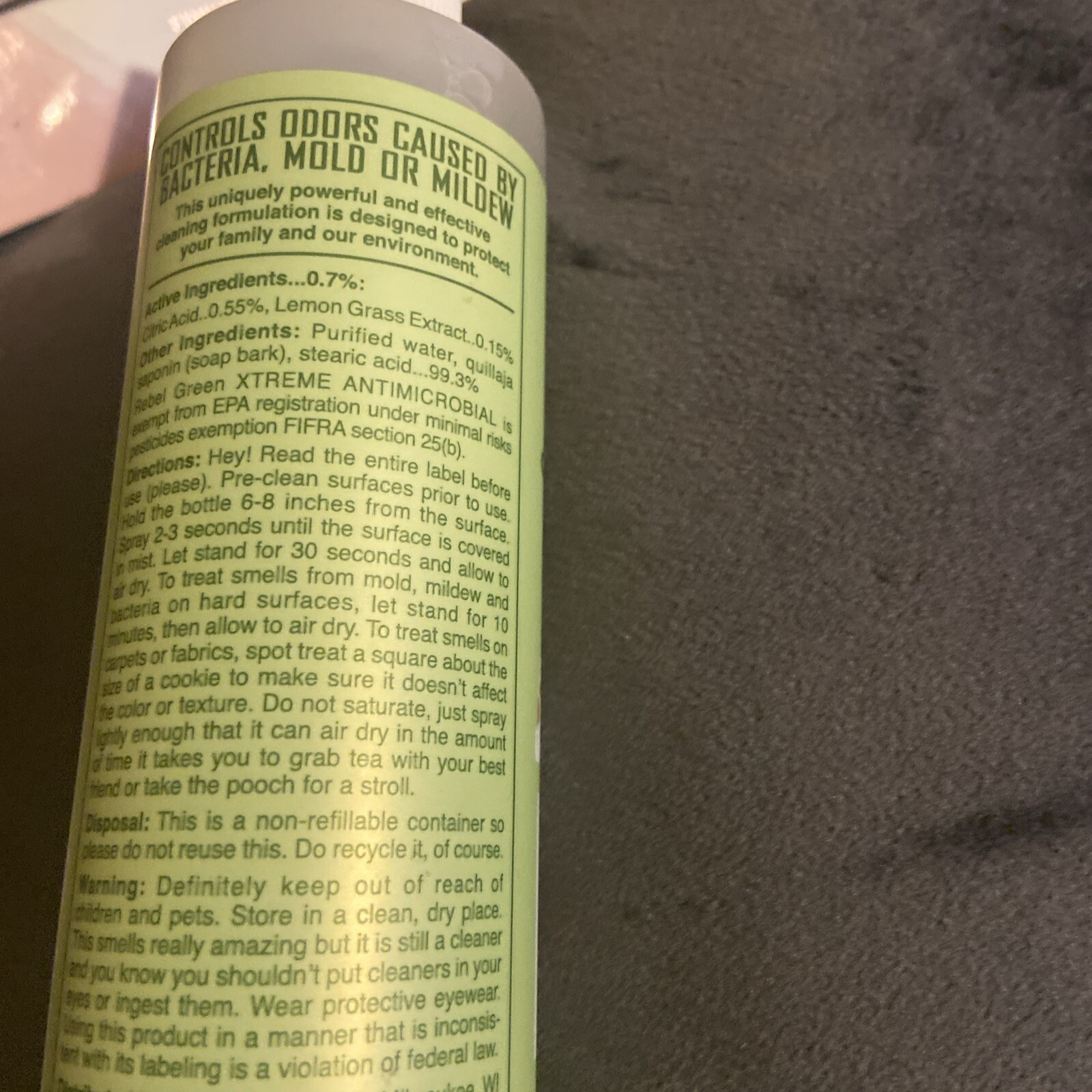 2 Rebel Green All Purpose Cleaning Spray And Car Carpet Freshener New!