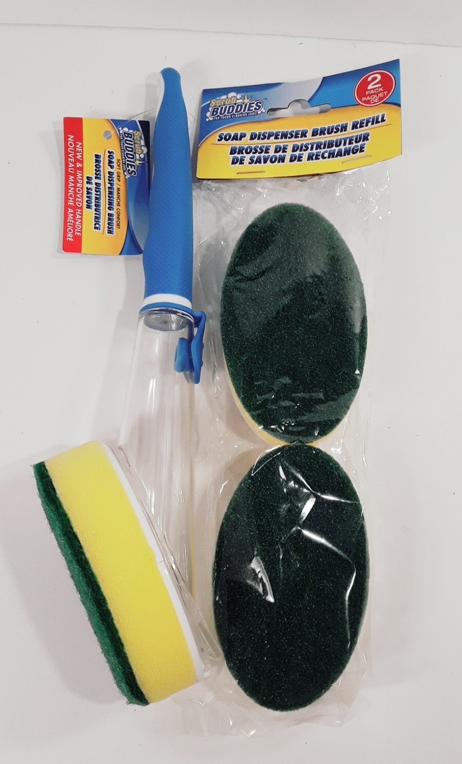 Scrub Buddies Liquid Dispensing Sponge Brush BONUS 2 Scrub Sponge Pads