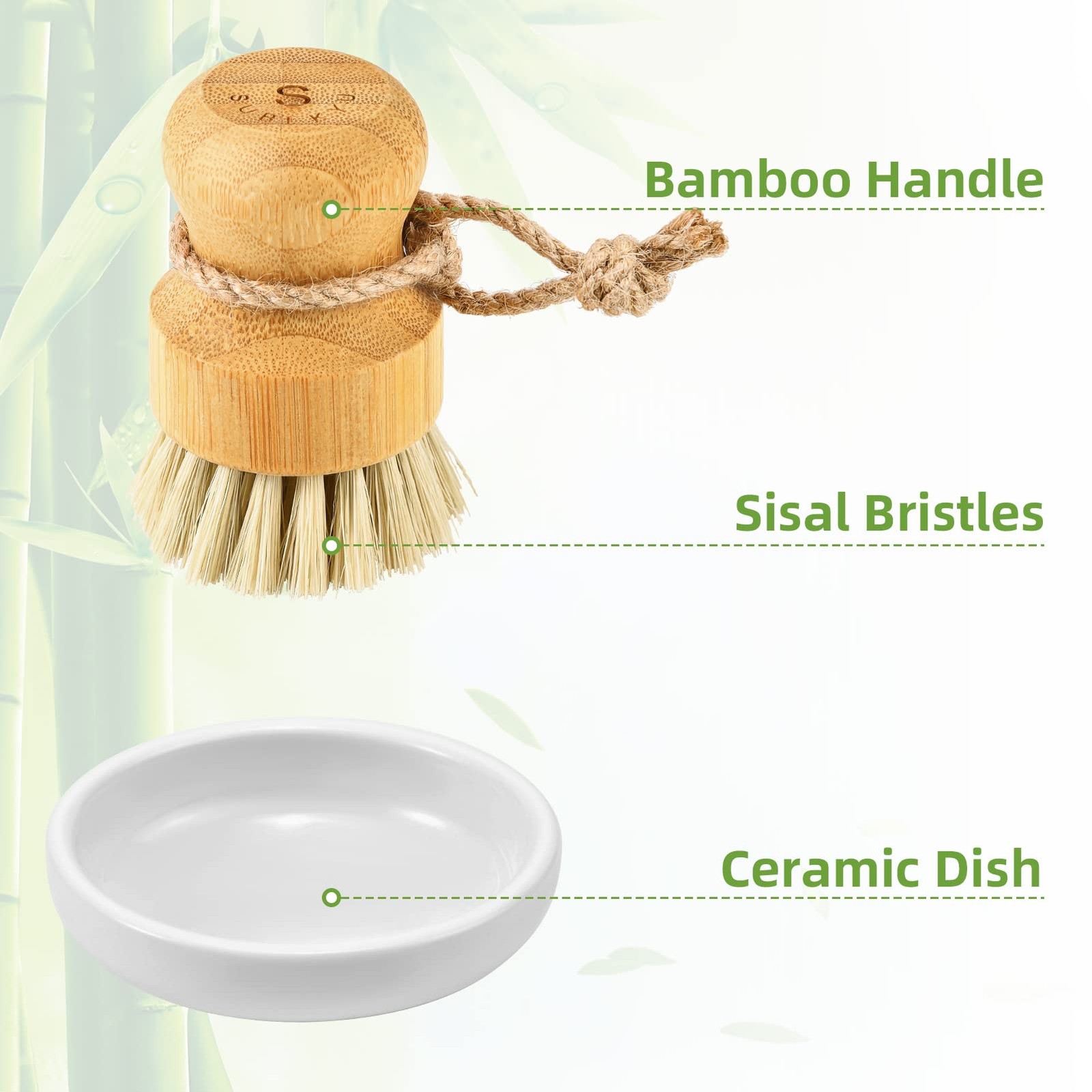 Bamboo Dish Scrub Brusheskitchen Wooden Cleaning Scrubbers Set For Washing Cast