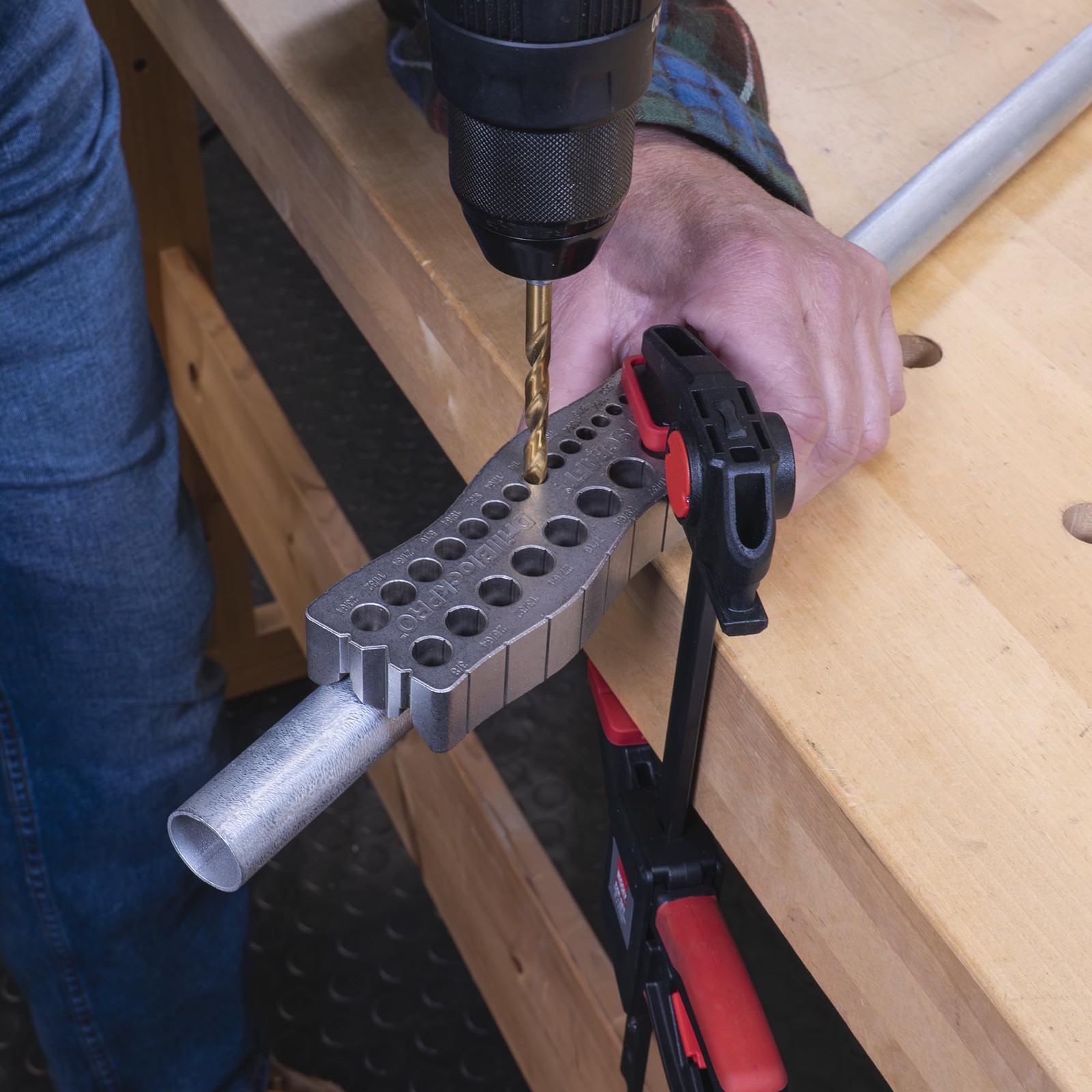 1307 Drill Block – All-Metal Handheld Drilling Guide for Straight Holes. 25 D…