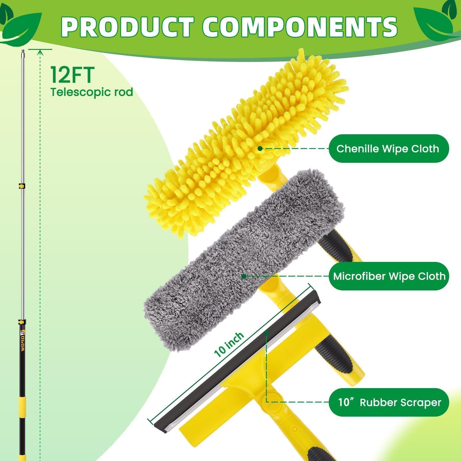 142Inch Telescopic Window Squeegee Cleaner Window Washing Equipment for Home Car