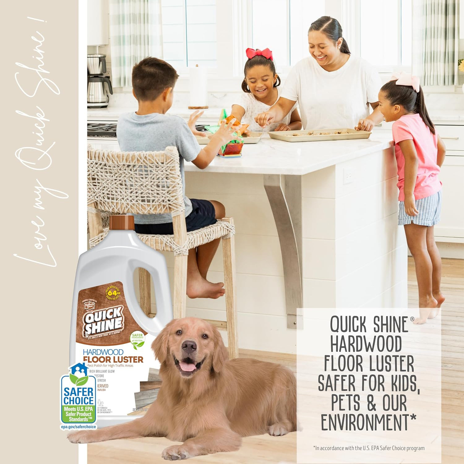 Hardwood Floor Luster-Polish 64Oz | Plant-Derived W/Carnauba | Safer Choice, No