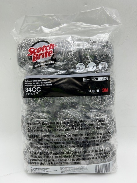 SCOTCH-BRITE 12PCS STEEL WOOL SCRUBBER PADS, 12 PACK – STAINLESS STEEL
