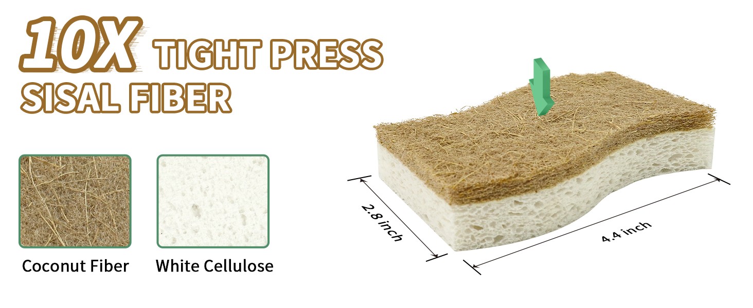 Natural Kitchen Sponges, Biodegradable & Compostable | Non-Scratch Cellulose