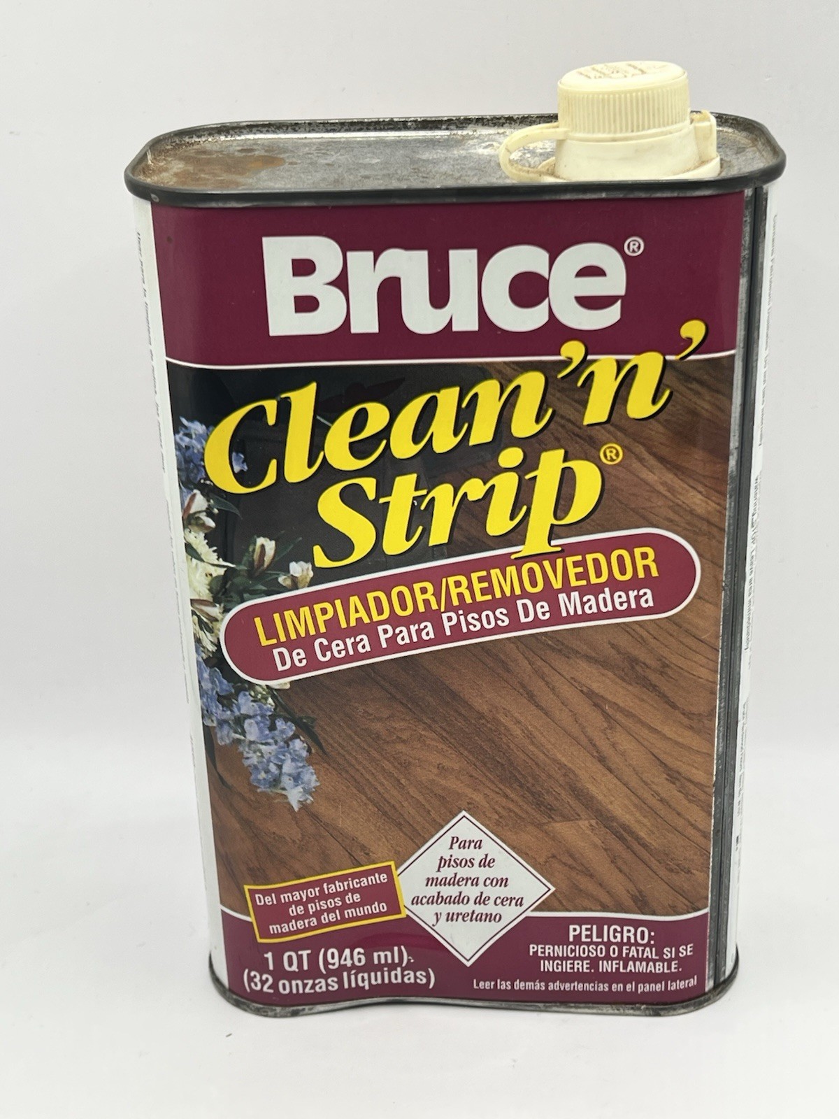 Bruce CLEAN ‘N’ STRIP Wood Cleaner & Wax Remover 1qt/32oz HALF FULL 50% Tin Can
