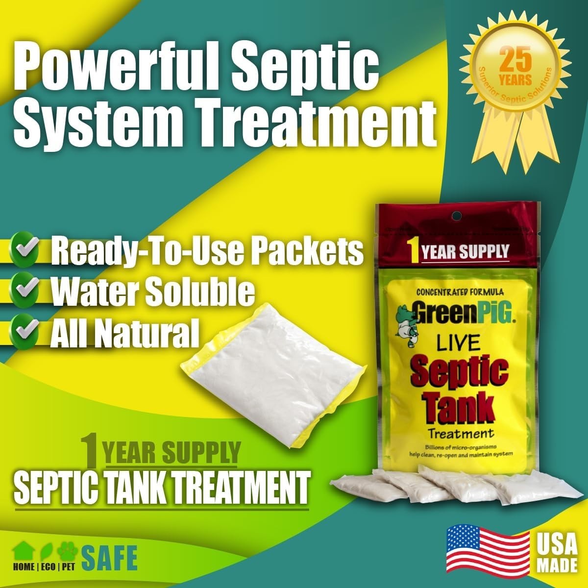 Septic Tank Treatment Packets – Septic-Safe Enzyme Treatment for Preventative…