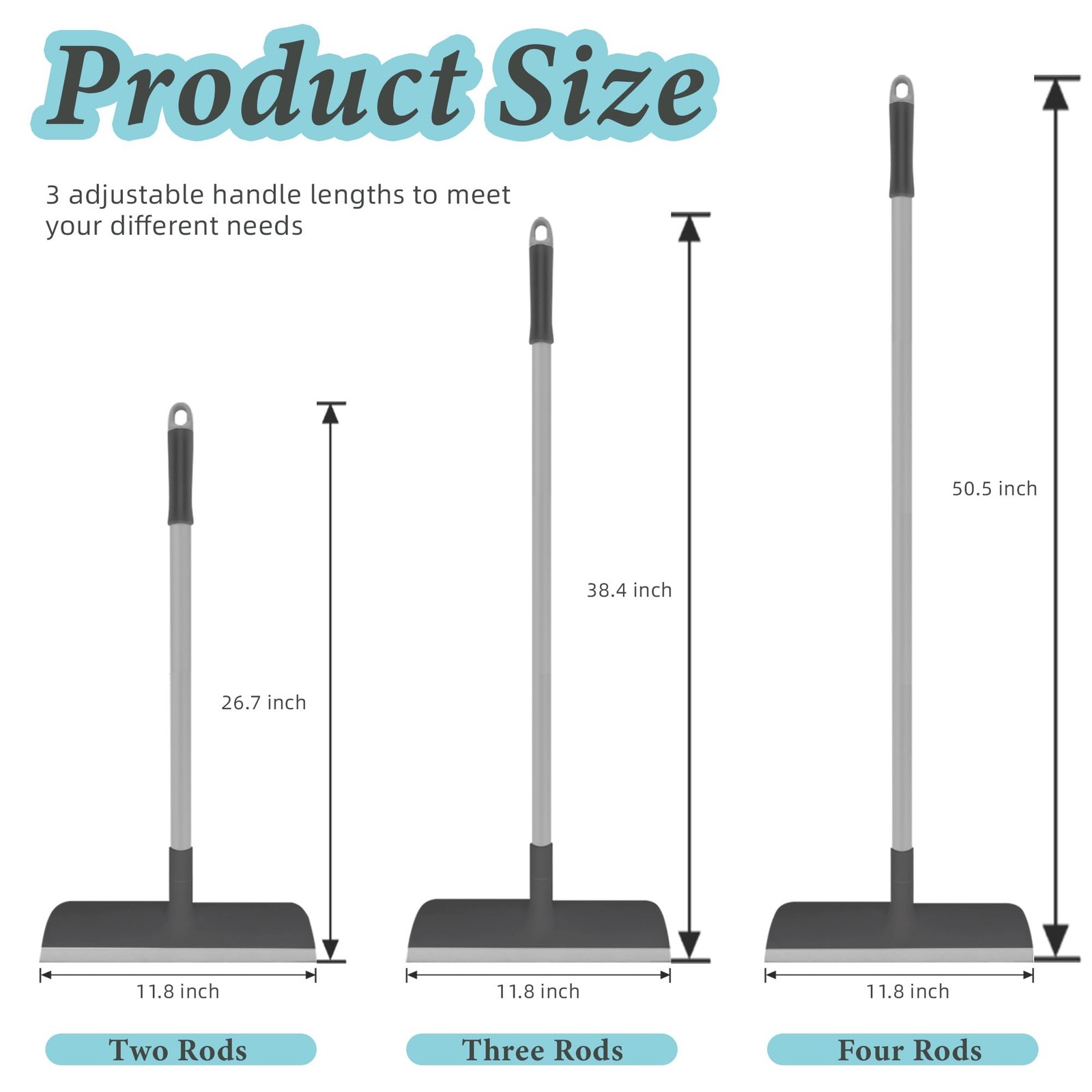 Long Handle Floor Scrub Brush Stiff Bristles Heavy Duty 2 in 1 Squeegee Bathroom