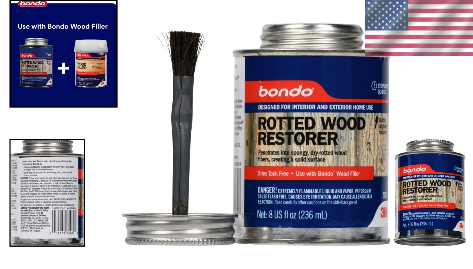 8 oz Bondo Rotted Wood Restorer – Quick Drying, Stainable & Paintable Formula