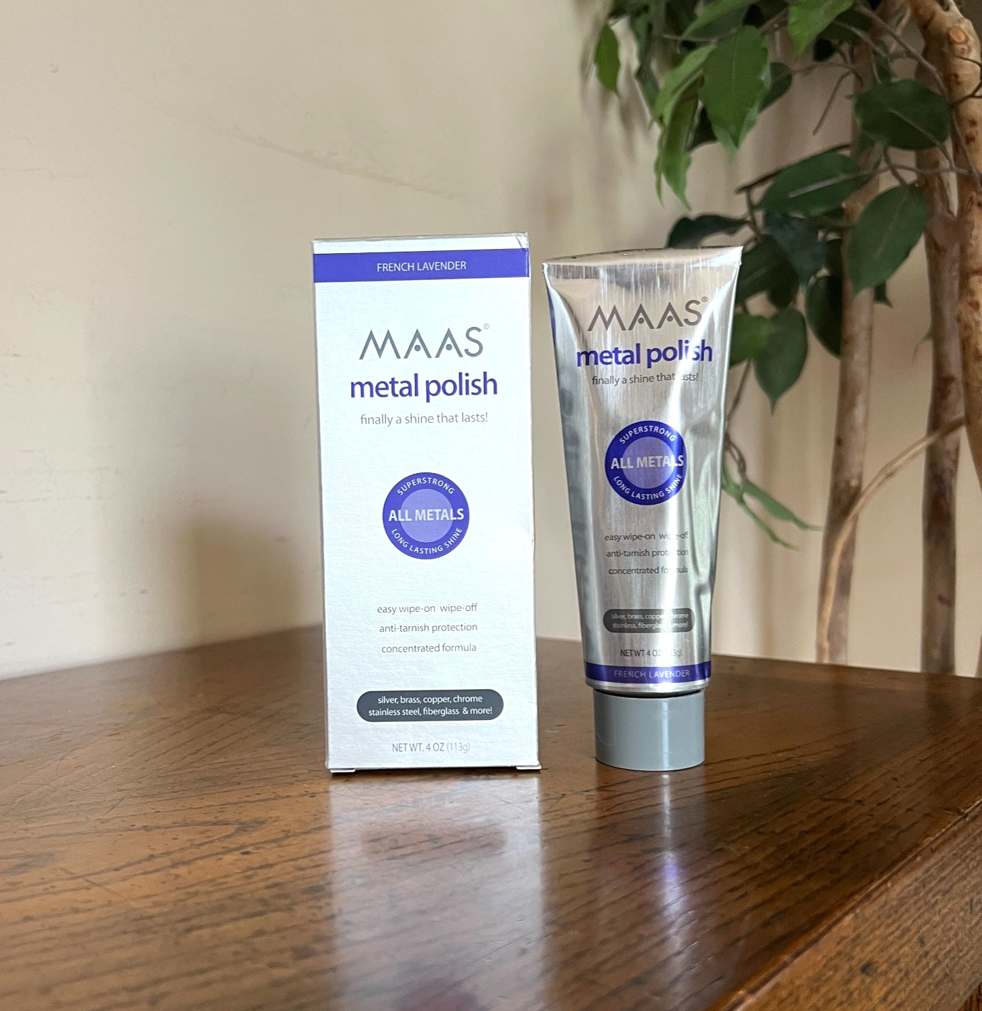 MAAS Metal Polish French Lavender 4oz Sealed Open Box + 4oz Used All Metals USA