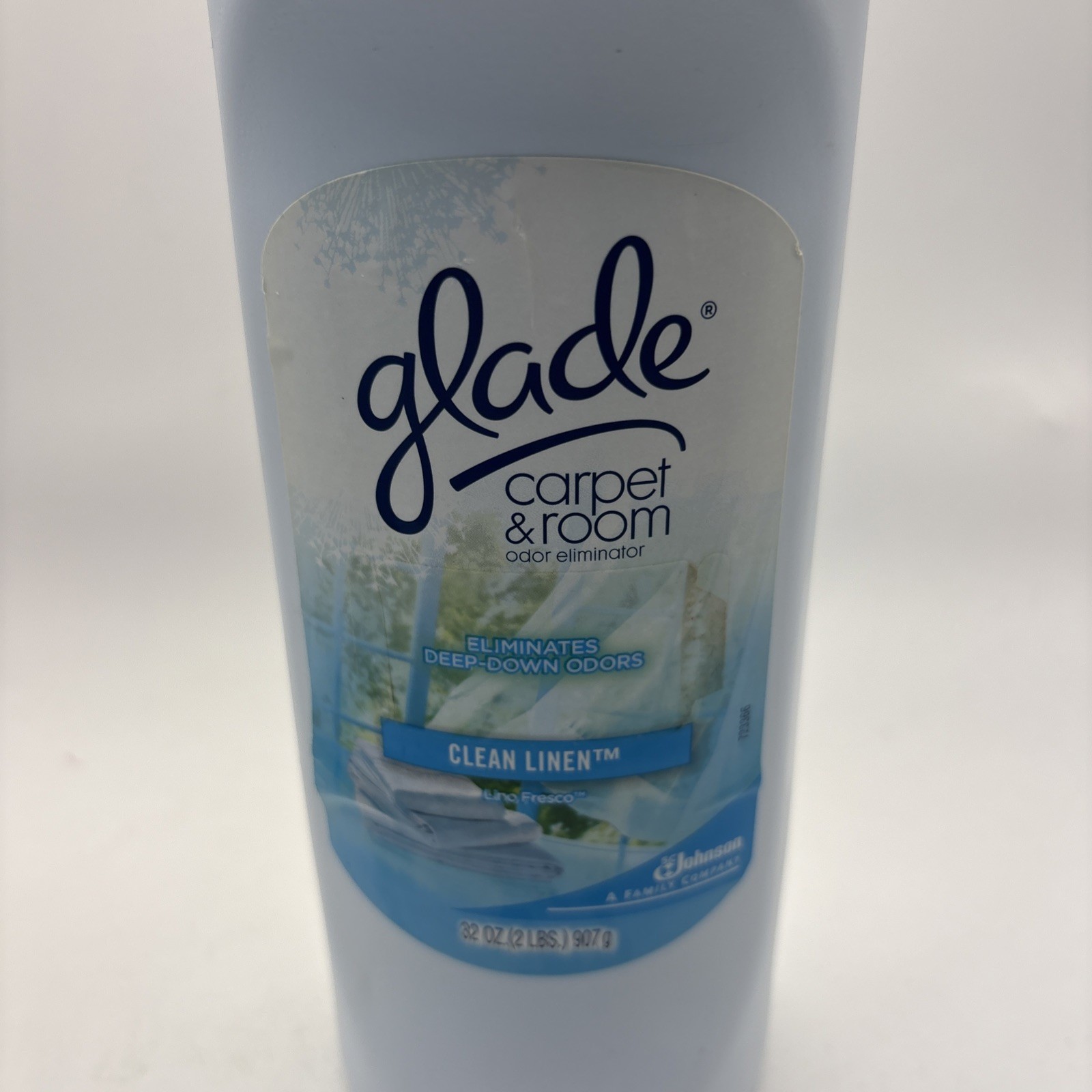 Glade Clean Linen Carpet & Room Odor Eliminator Powder 32 Oz Used 50% Full
