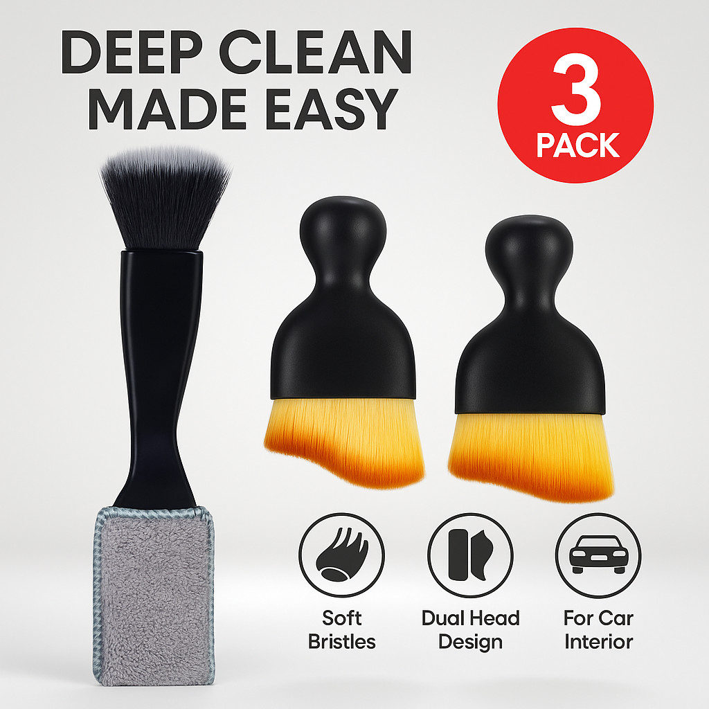 3PCS Car Detailing Brush Set Interior Cleaning Kit Soft Dust Brush for SUV Truck