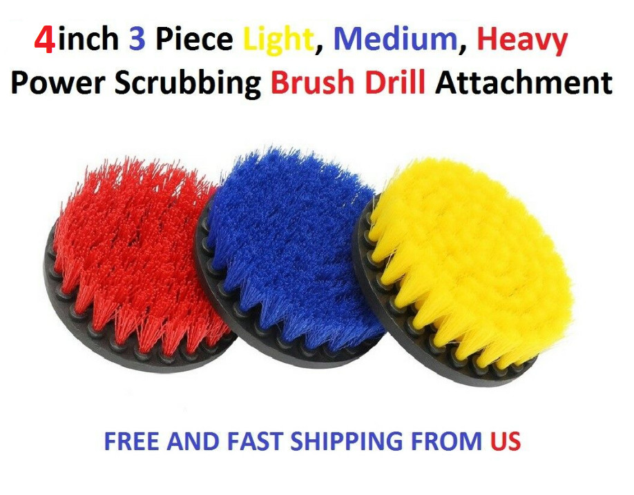 4inch 3 Piece Light, Medium, Heavy Power Scrubbing Brush Drill Attachment