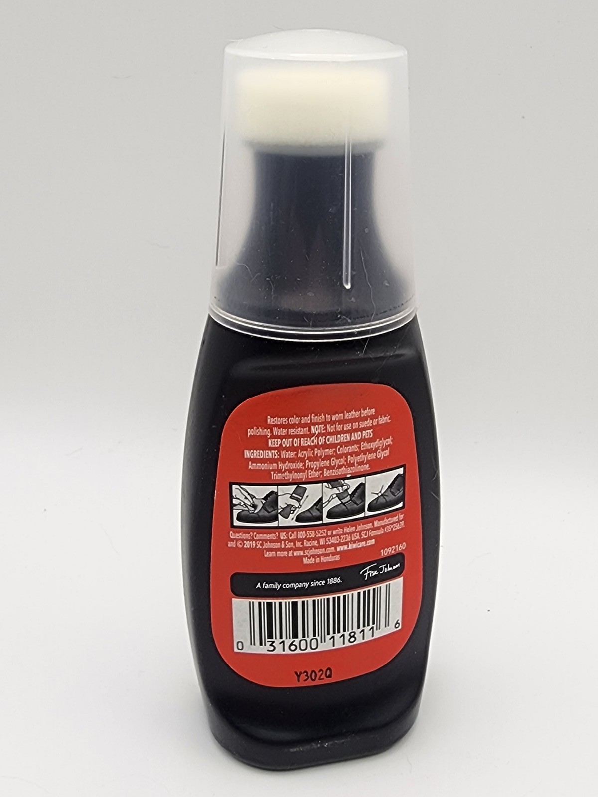 KIWI Leather Dye for Black Shoes 75ml (2.5 fl oz) Sponge Applicator SC Johnson