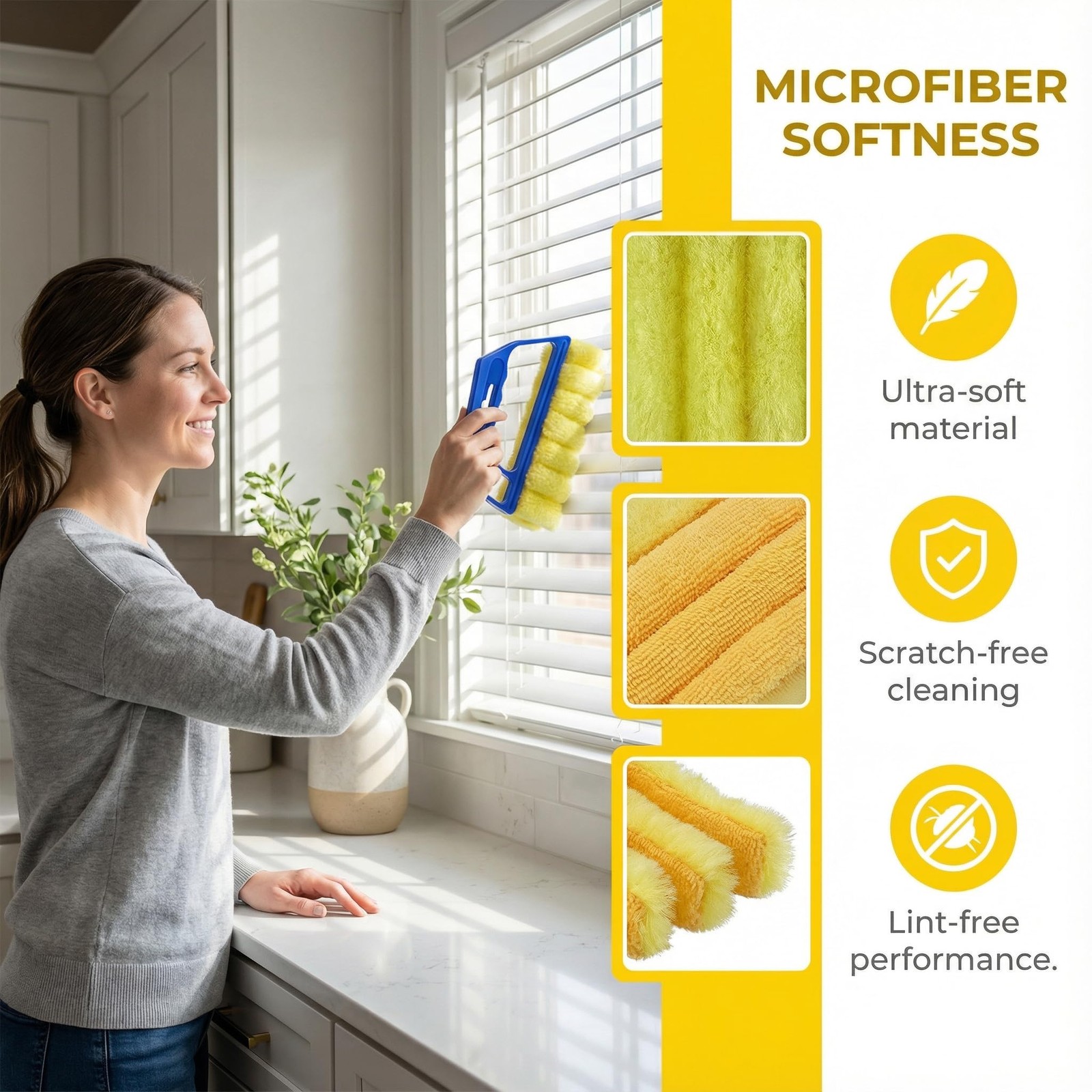Washable Blinds Cleaner Tool, Blind Duster, Microfiber Dusting Brush for Vene…