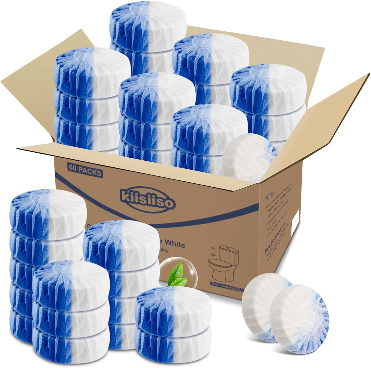 KIISIISO Ultra Clean Toilet Tablets White & Blue-60 PACK, Toilet Bowl Cleaners f