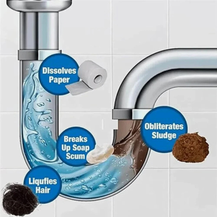 3x Fast Drain RemoverHot Sink Pipe Dredge Bomb Toilet- Quick Foaming Cleaner