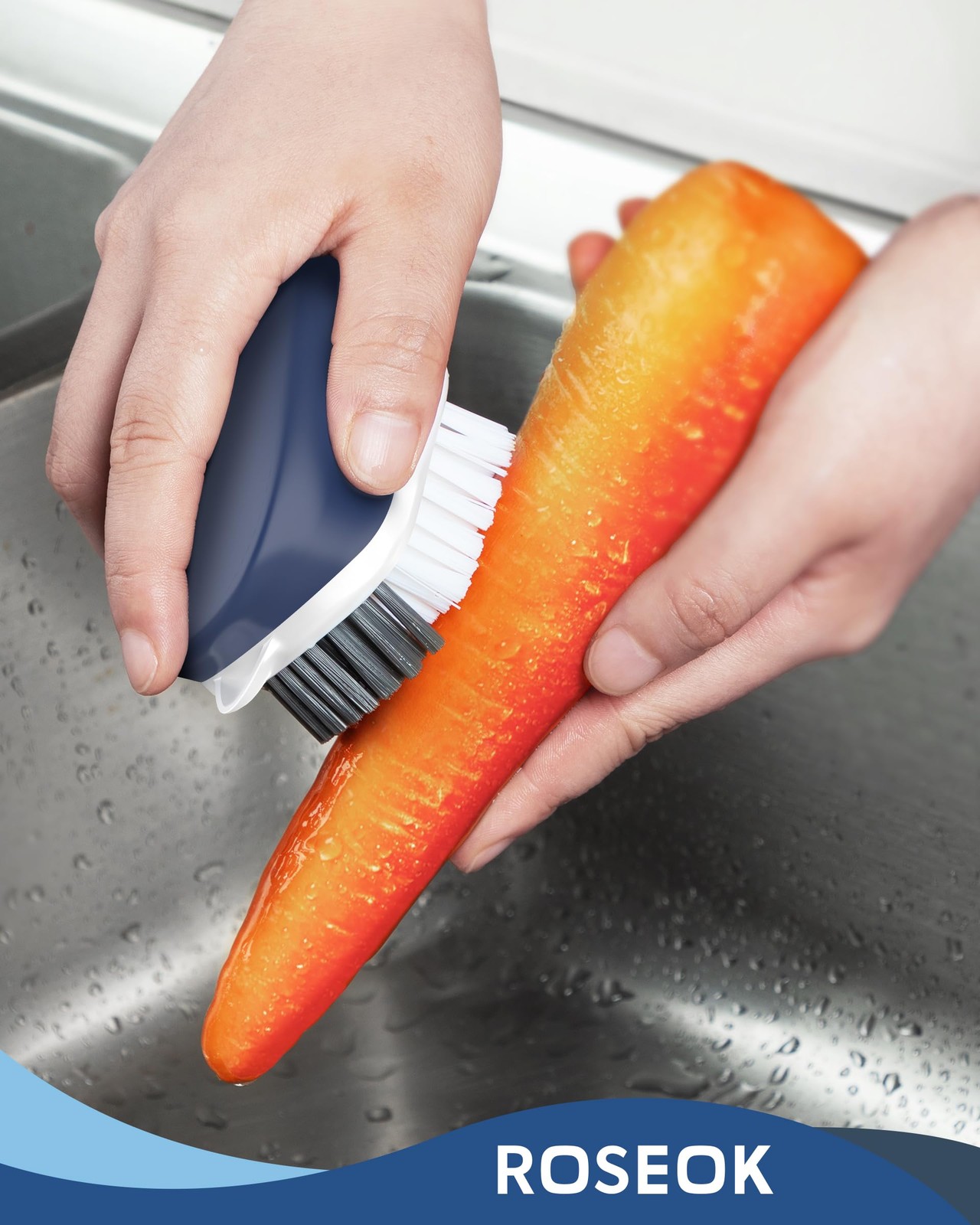 2 Pack Potato Scrubber and Veggie Brush Self-Standing Kitchen Brush Navy Blue