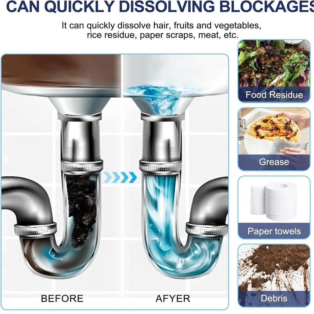 Sink Drain Cleaner Powerful Pipeline Unclog Agent Heavy Duty Toilet Tub Cleaner