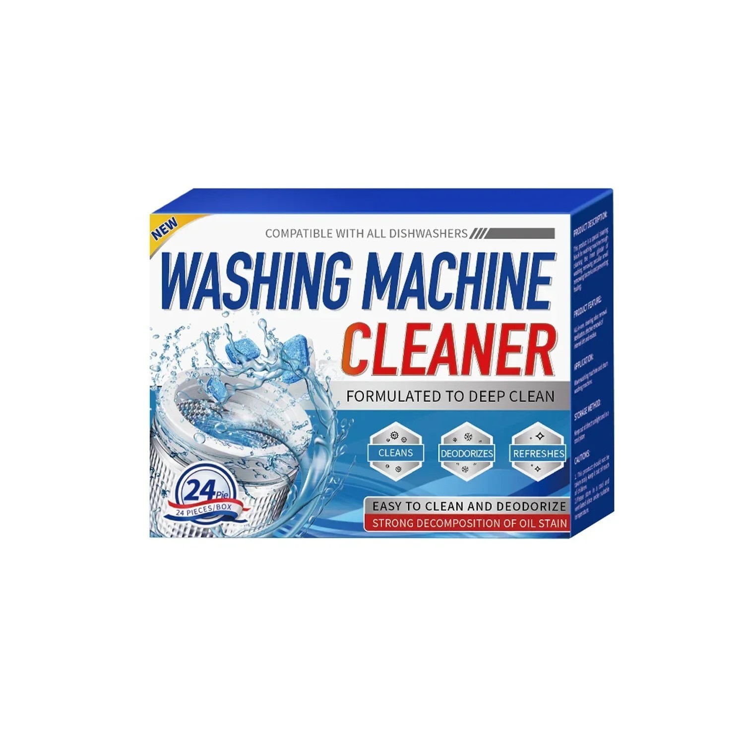 Washer Cleaner Tablets 12/24 Pack Descaler Deep Clean Odor Remover HE