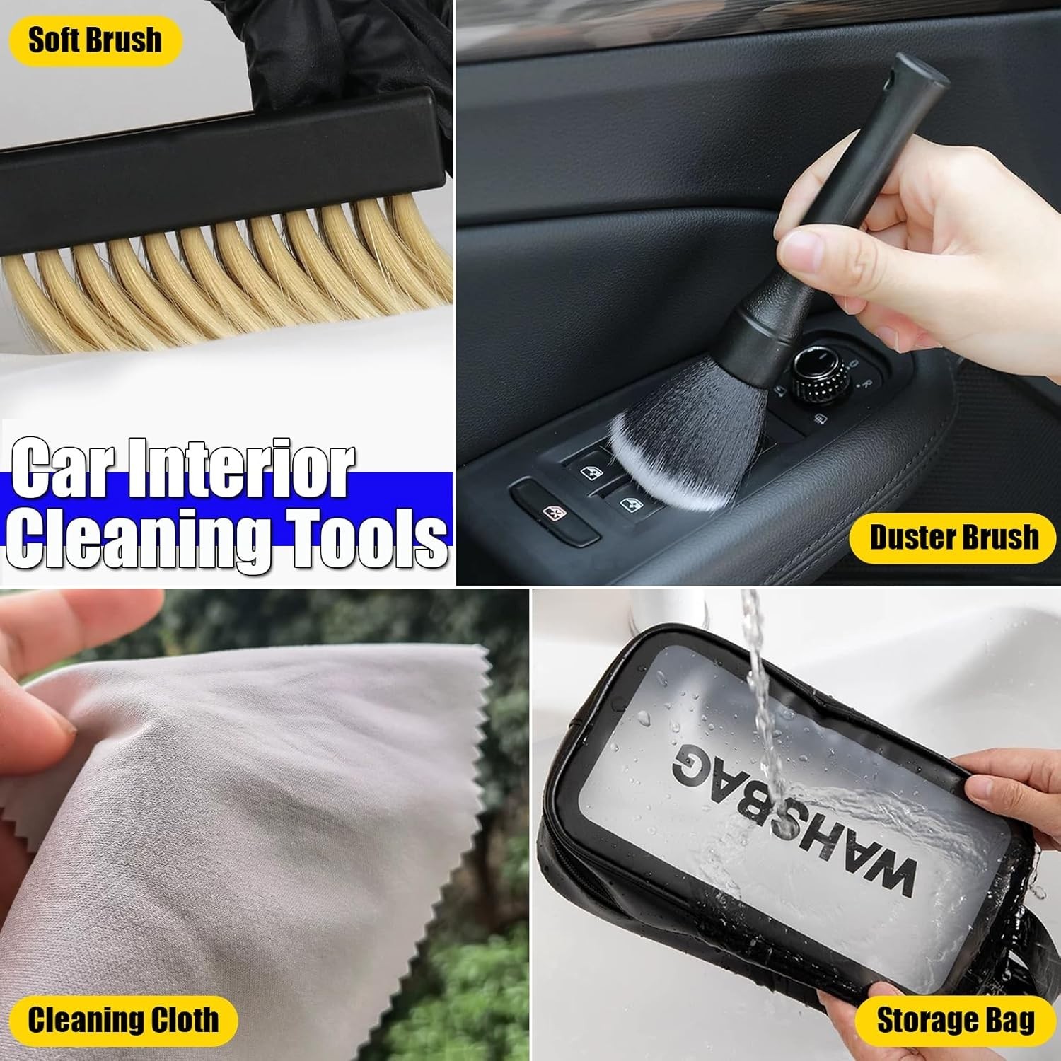 for Tesla Interior Cleaner Kit 9PCS, Foam Seat Cleaner Safe for Tesla Black &…