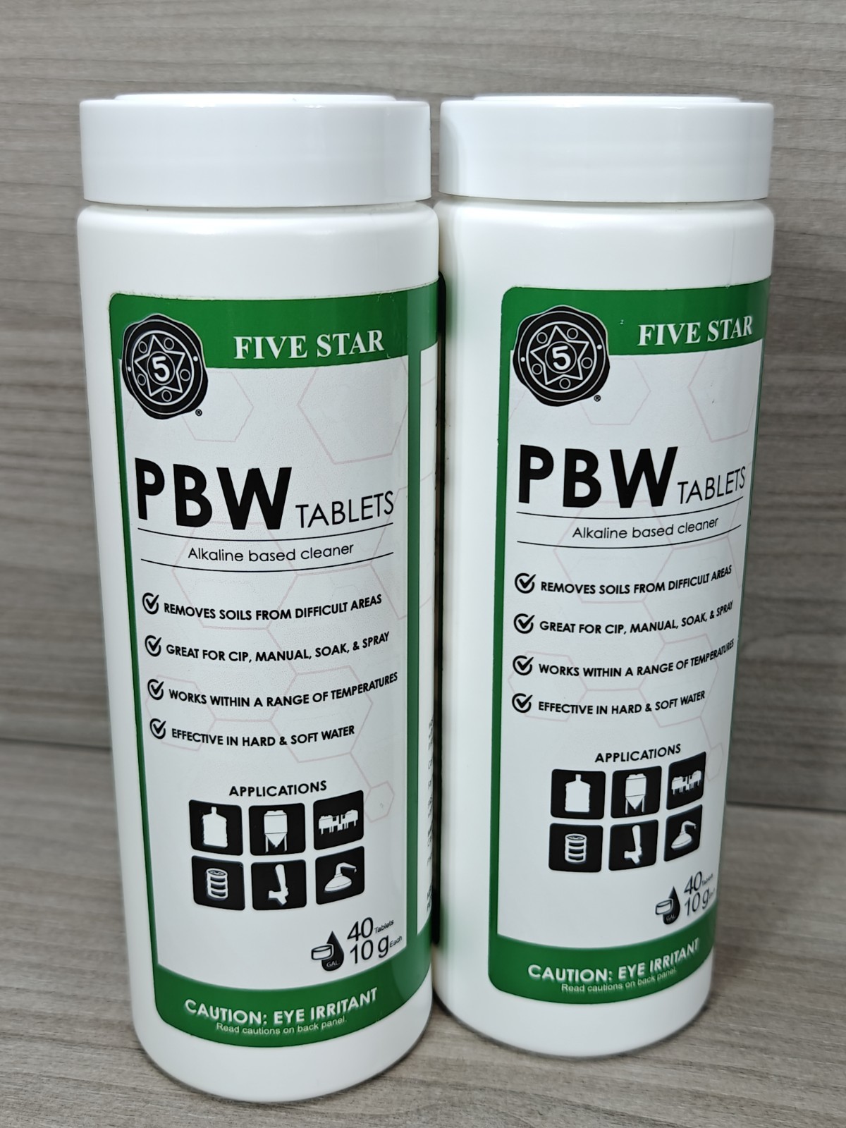 2 Five Star PBW Tablets Alkaline Based Cleaner 40 Tablets/Bottle, 80 Tabs Total