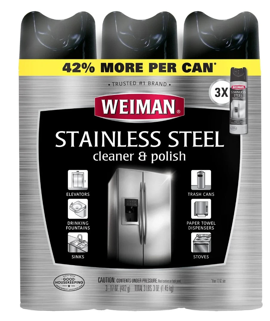 Weiman Stainless Steel Cleaner and Polish, 17oz – 3 Pack