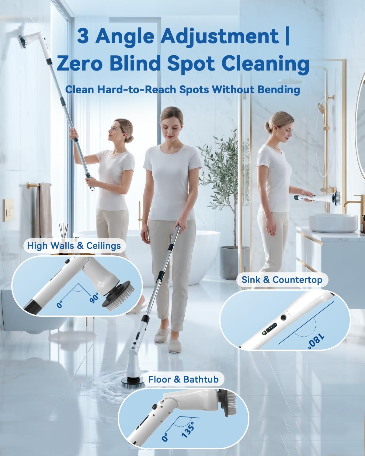 Electric Spin Scrubber, Bathroom Scrubber Electric with 7 Replaceable Brush H…