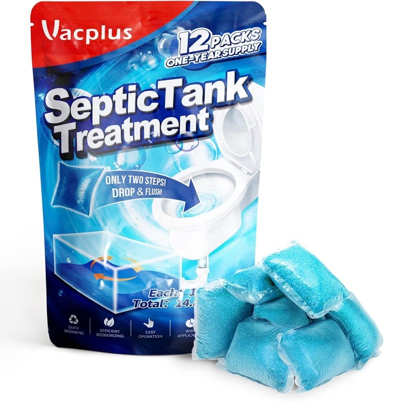 Toilet Tank Cleaner Septic Tank Treatment Safe 12 Pcs Enzymes for Wastes Greases
