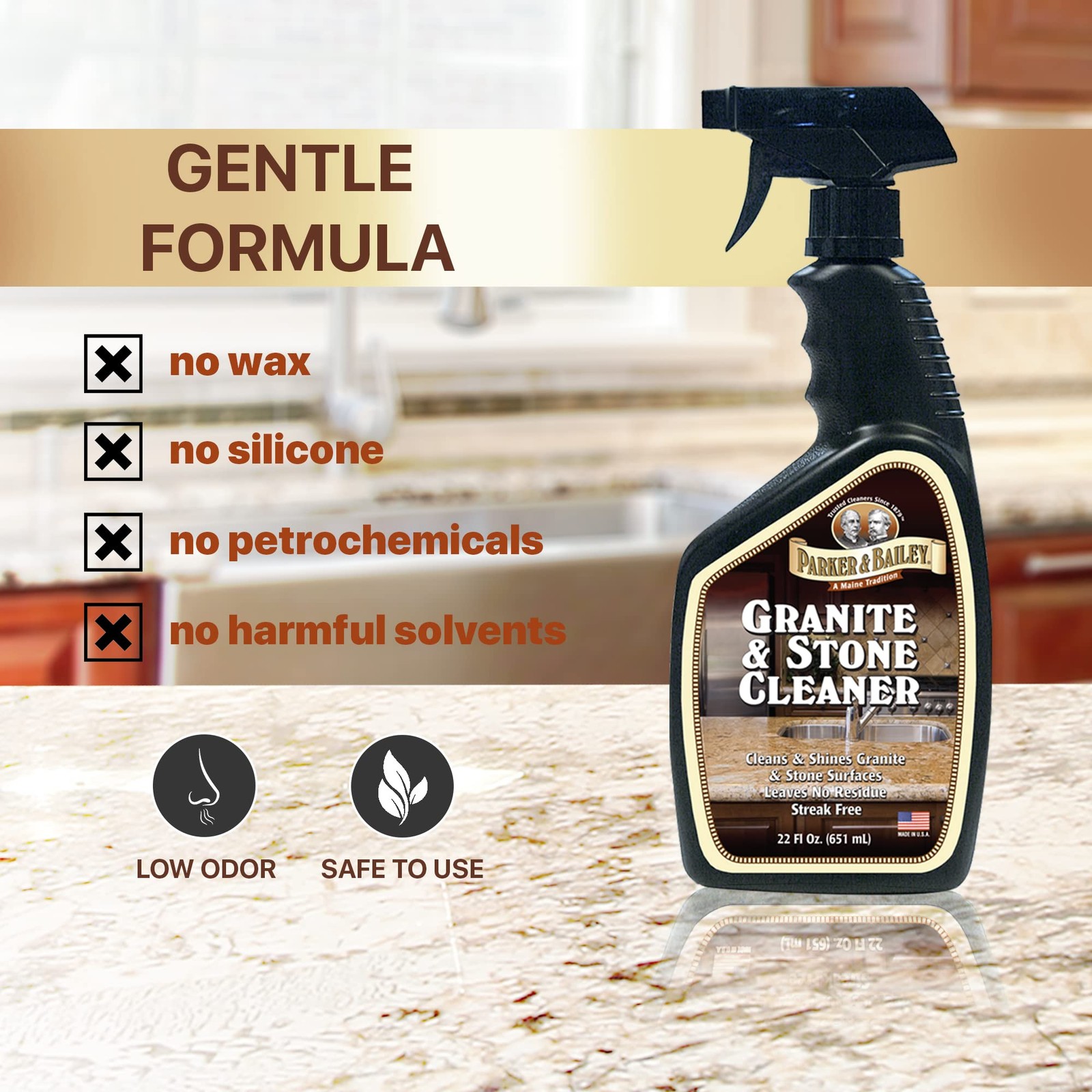 Granite & Stone Cleaner – Countertop Kitchen Island Cleaning Spray Marble Til…