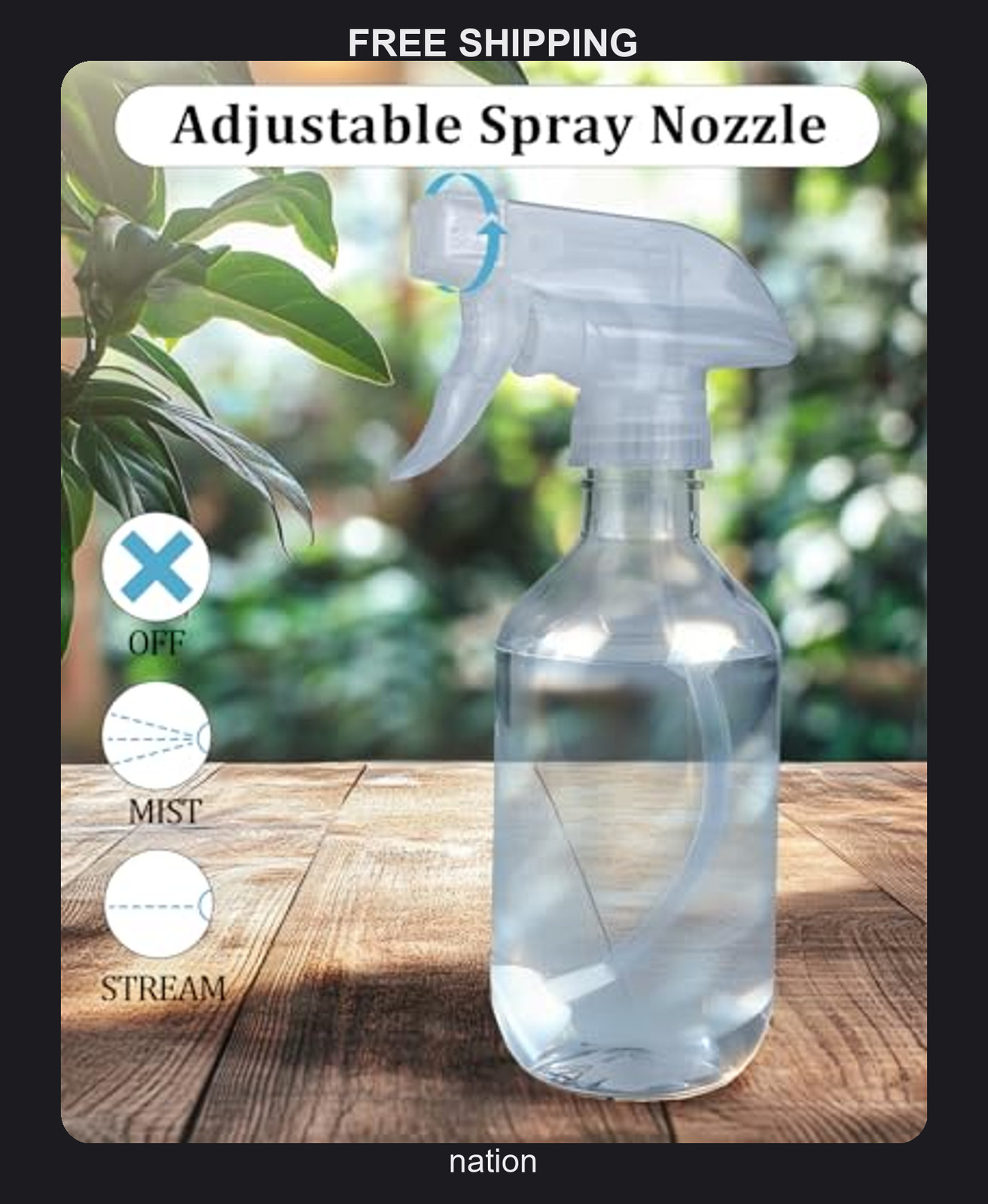 Two Pack 10oz Plastic Spray Bottles with Adjustable Nozzles