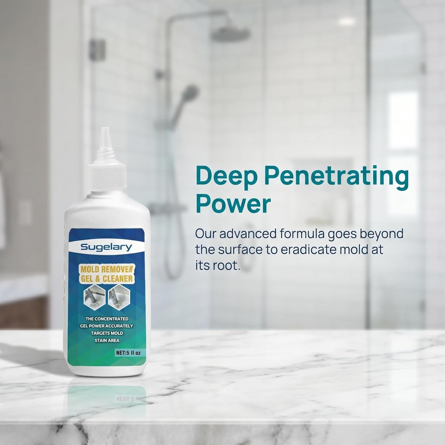 Versatile Mold Stain Cleaner Gel for Washing Machine & Bathroom Use – 5 fl oz