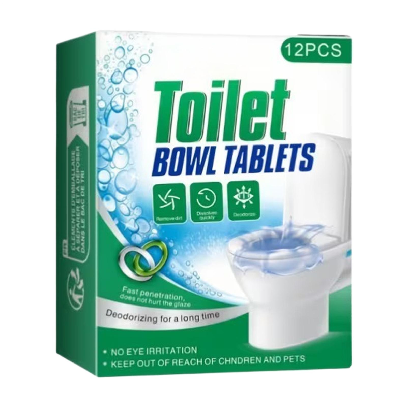 Toilet Cleaner Tablets 12 Pieces Automatic Drop-In Long-Lasting Tabs Active