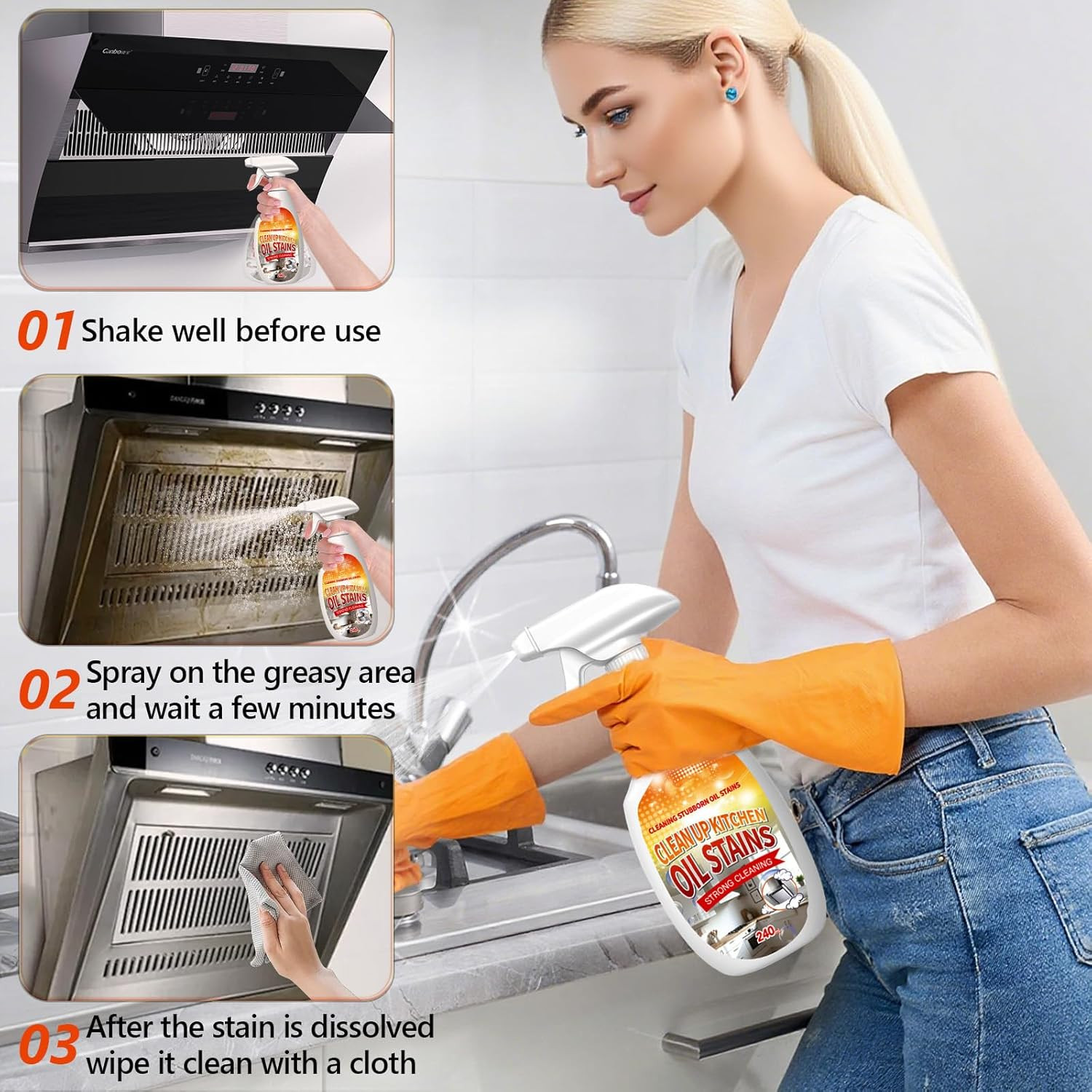Clean up Kitchen Oil Stains Spray,Kitchen Spray Cleaner,All-Purpose Cleaning Spr