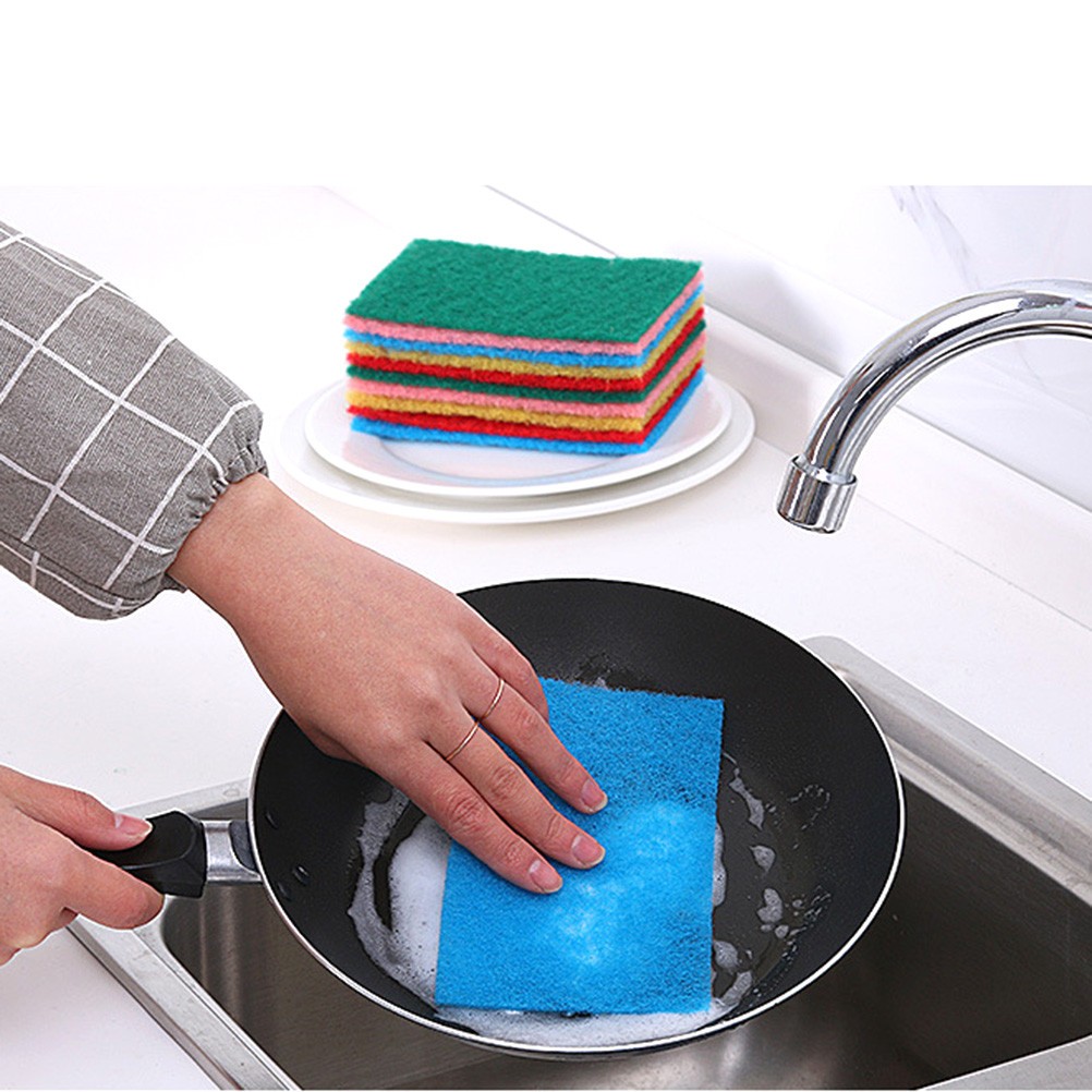 100PCS Colorful Scouring Pads Sponge Cleaning Dishcloths Bowl Scrubbers