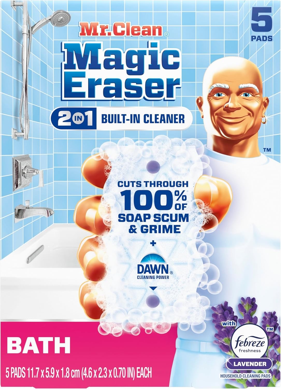 Mr. Clean Magic Eraser Sponge, Bathroom Cleaner, Shower Cleaner, Tub Cleaner, So