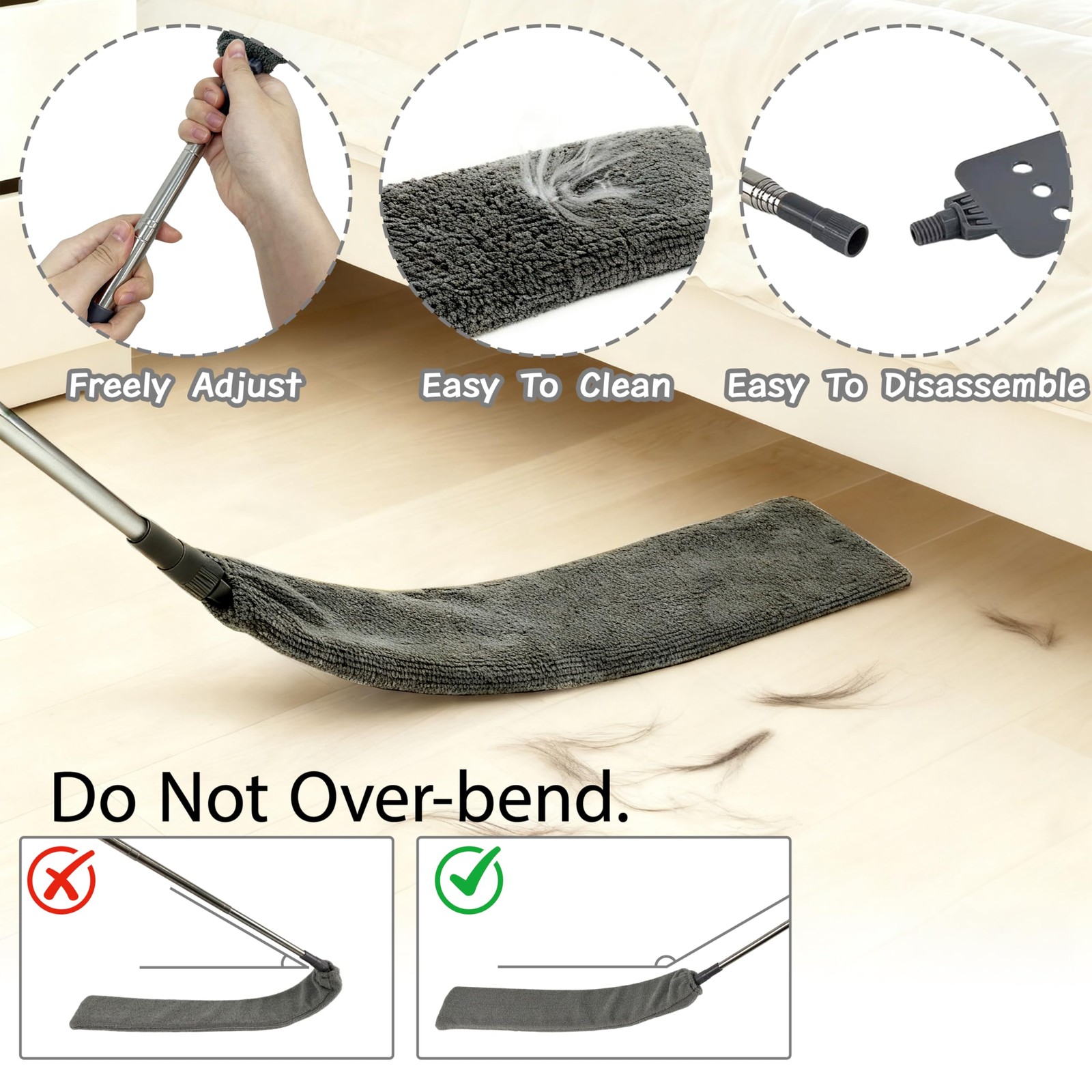 Retractable Gap Dust Cleaner Under Appliance Cleaning Tool with 5 Microfiber …