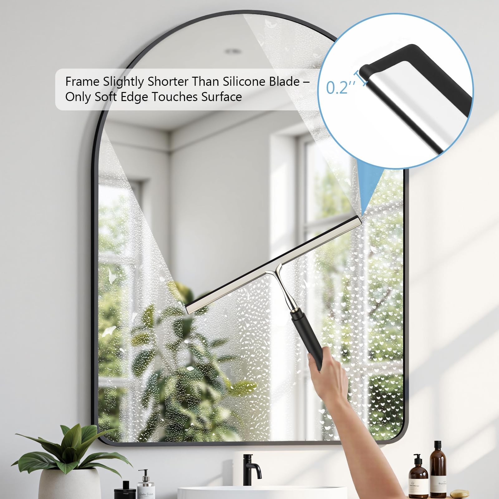 Squeegee for Shower Glass with Long Handle – Extends 13″ to 48″, Includes 2 T…