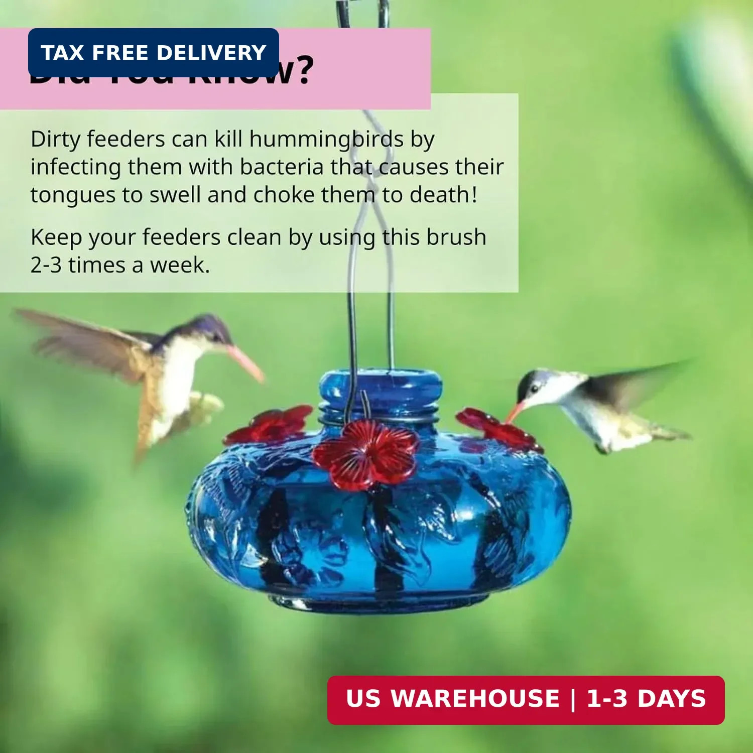 Hummingbird Feeder Cleaning Brush – Dual Purpose-Head – 14″ x 1.7″ – Long Bottle