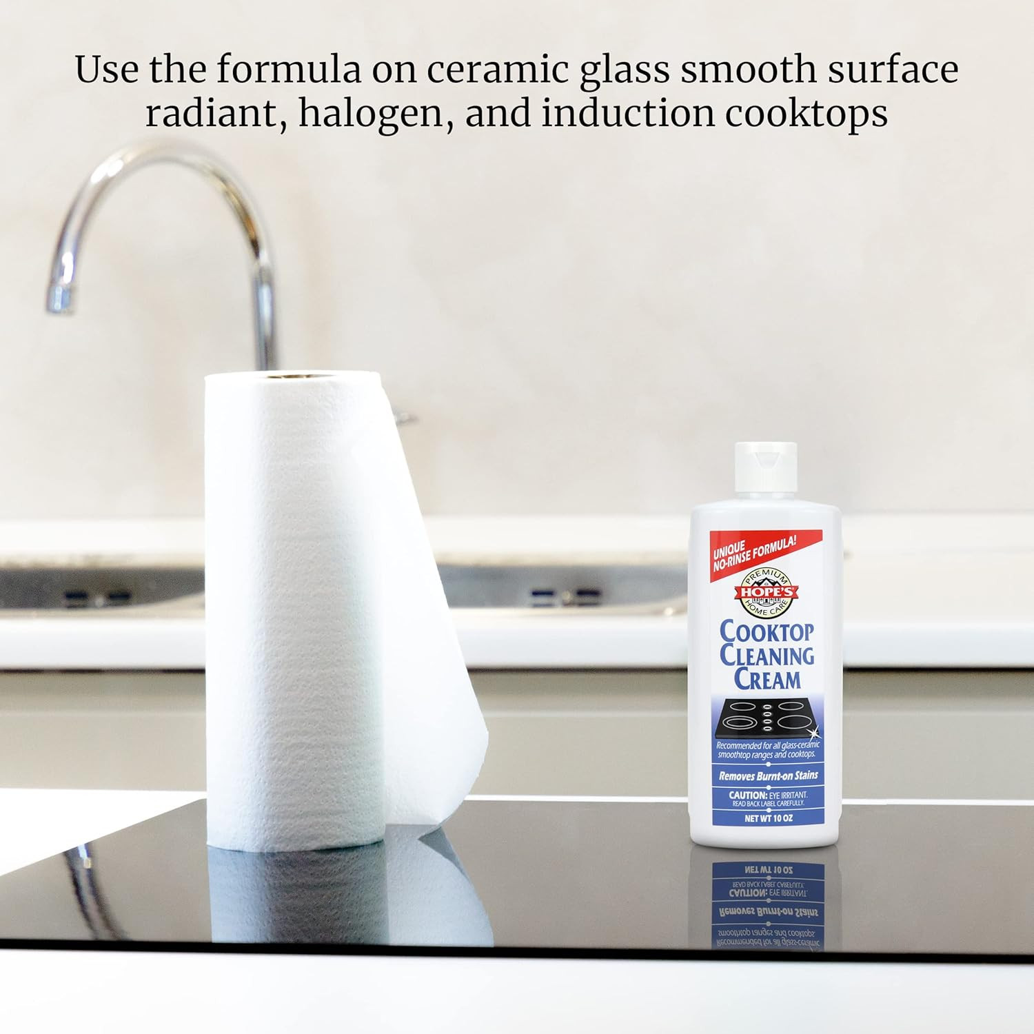Cooktop Cleaning Cream, Fast Acting No-Rinse Cooktop Cleaner for Glass Ceramic C