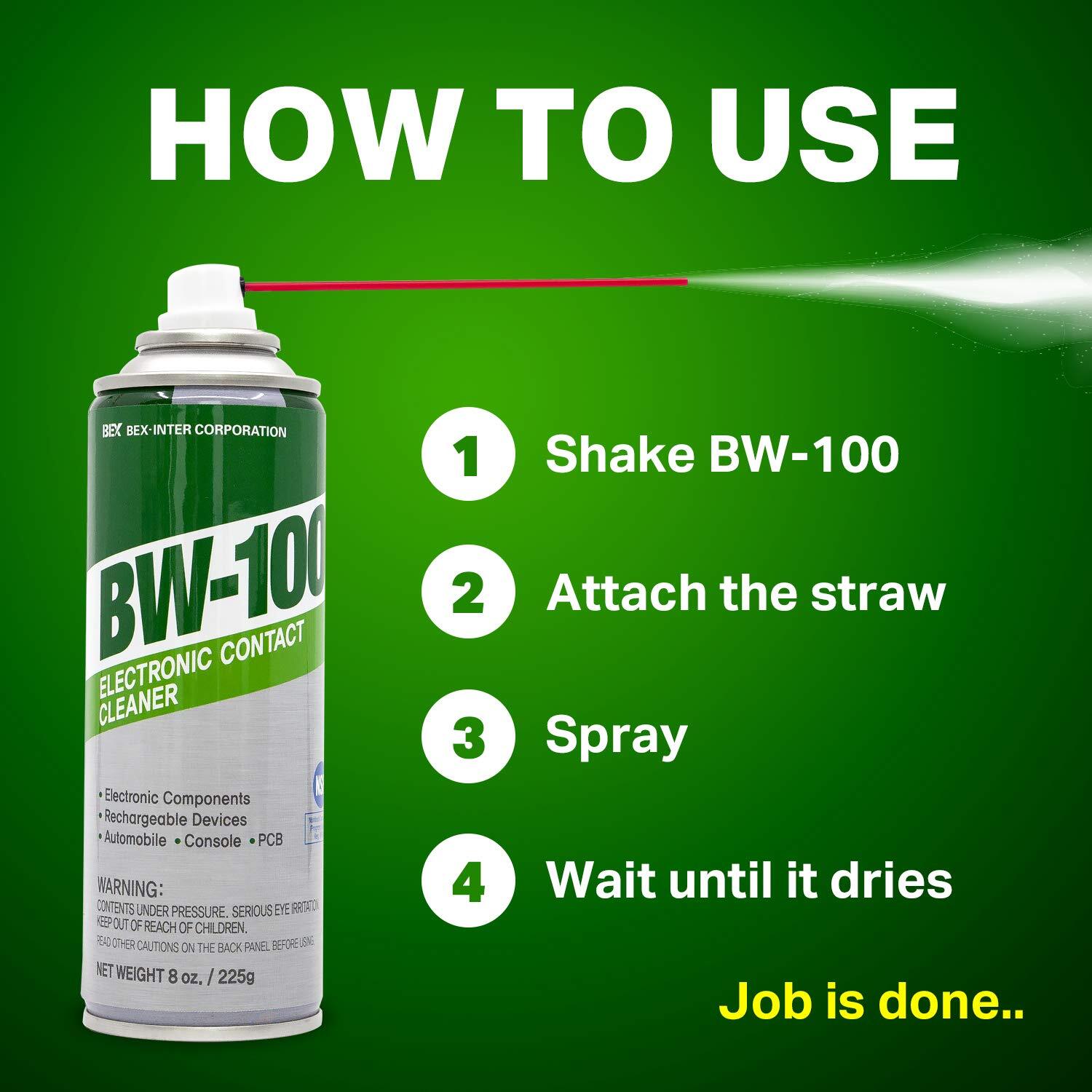 BW-100 Non-Flammable Electronic Contact Cleaner Aerosol Spray 8oz / 225g