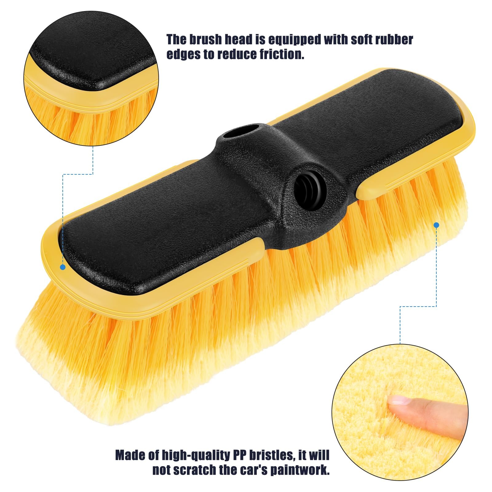 10 Inch Car Wash Brush Head, Scrub Brush Attachment for Long Handle Extension Po