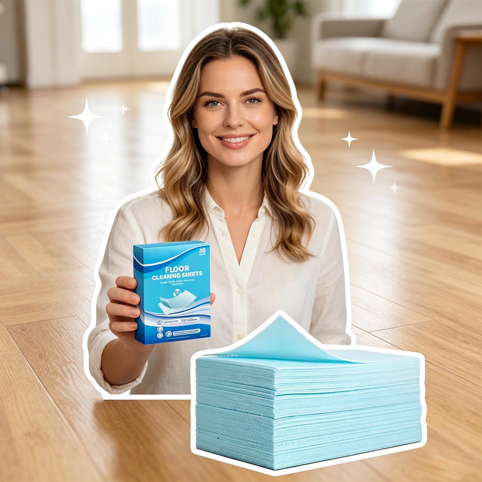 30 Pcs Floor Cleaning Tablets Sheets Mopping Multi Surface Clean for Hardwood