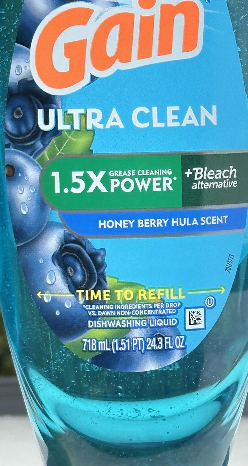 GAIN Honey Berry Hula Scent + Bleach Dishwashing Liquid EZ-Squeeze 24.3fl.oz-2