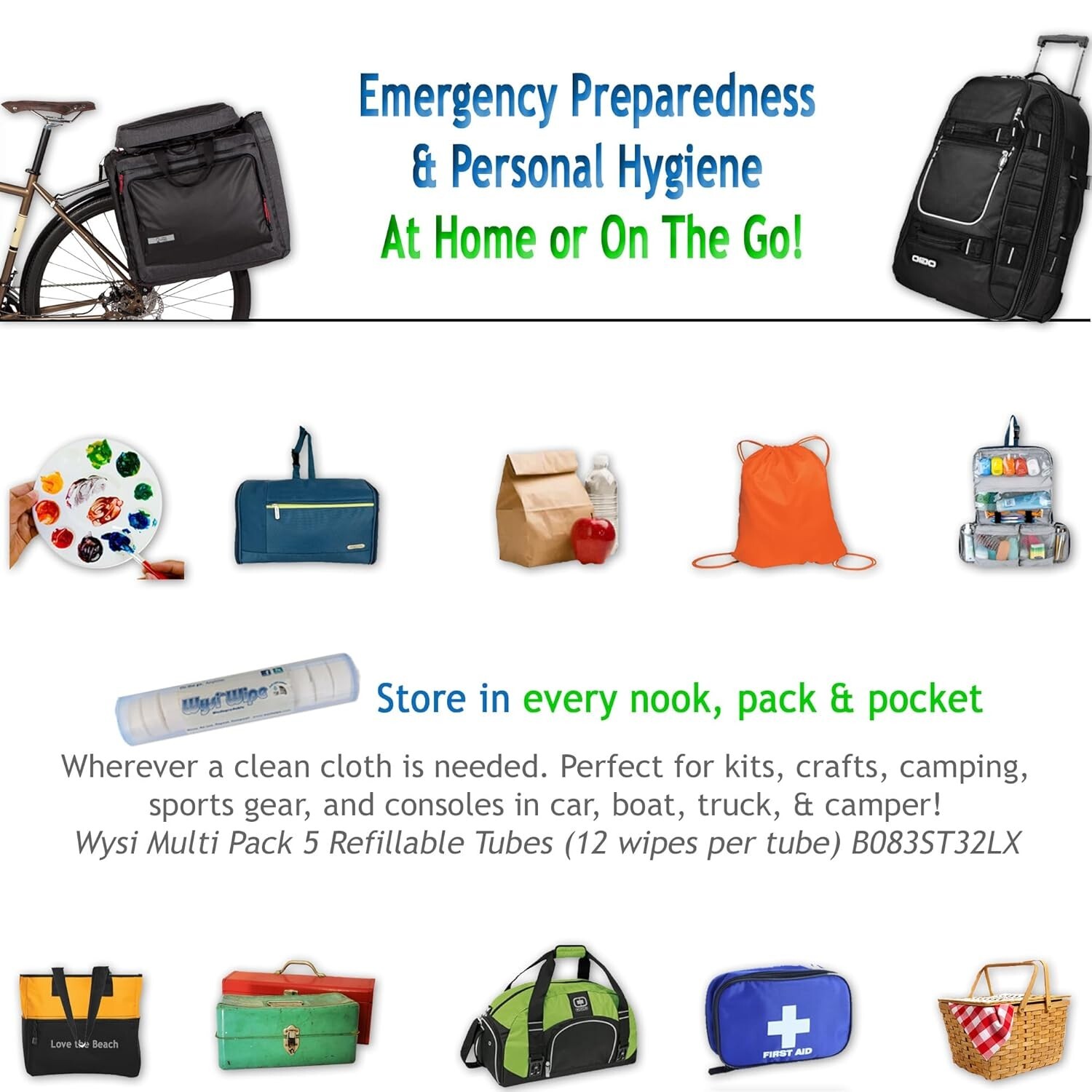 WYSI Multi-Purpose Expandable Wipes Add Water Box of 1000 Compressed Tablets NEW