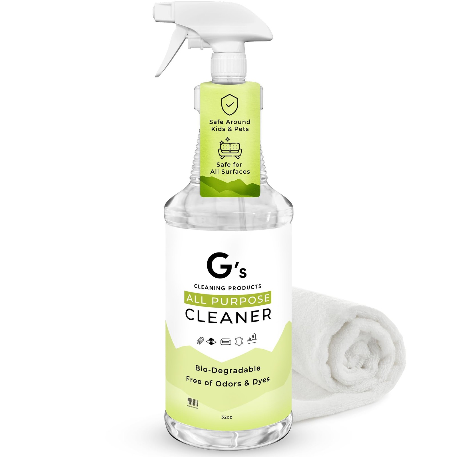 G’s Cleaning Biodegradable All Purpose Cleaner – 32 oz Non-Toxic Natural Clea…