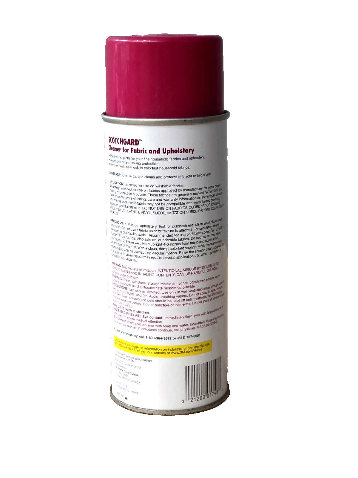 Vintage 3M 2000 Full Scotchgard Upholstery Fabric Cleaner Aerosol Movie Prop