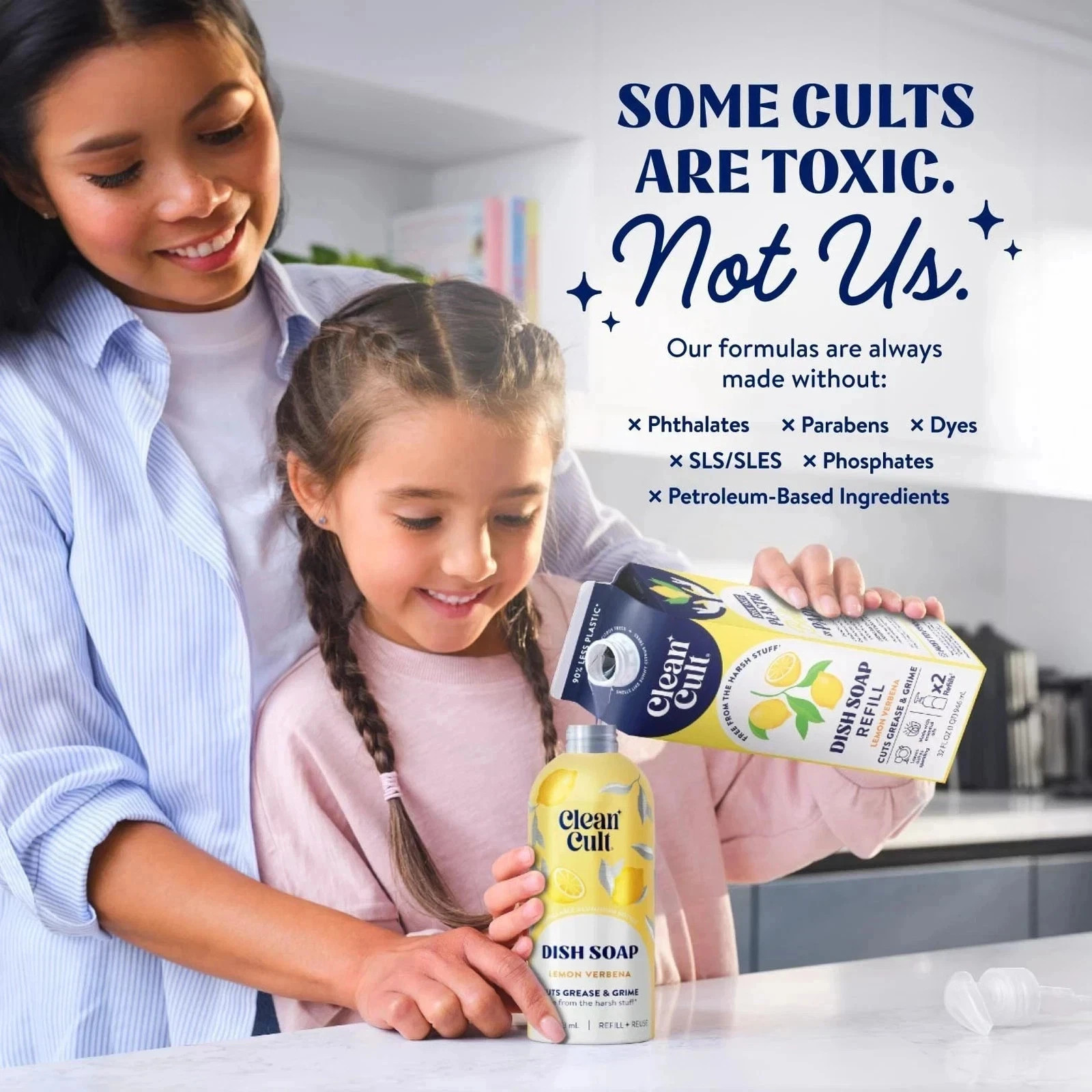 Cleancult Dish Soap Liquid Refills Plant Based Cleaning Power Cuts Grease &…