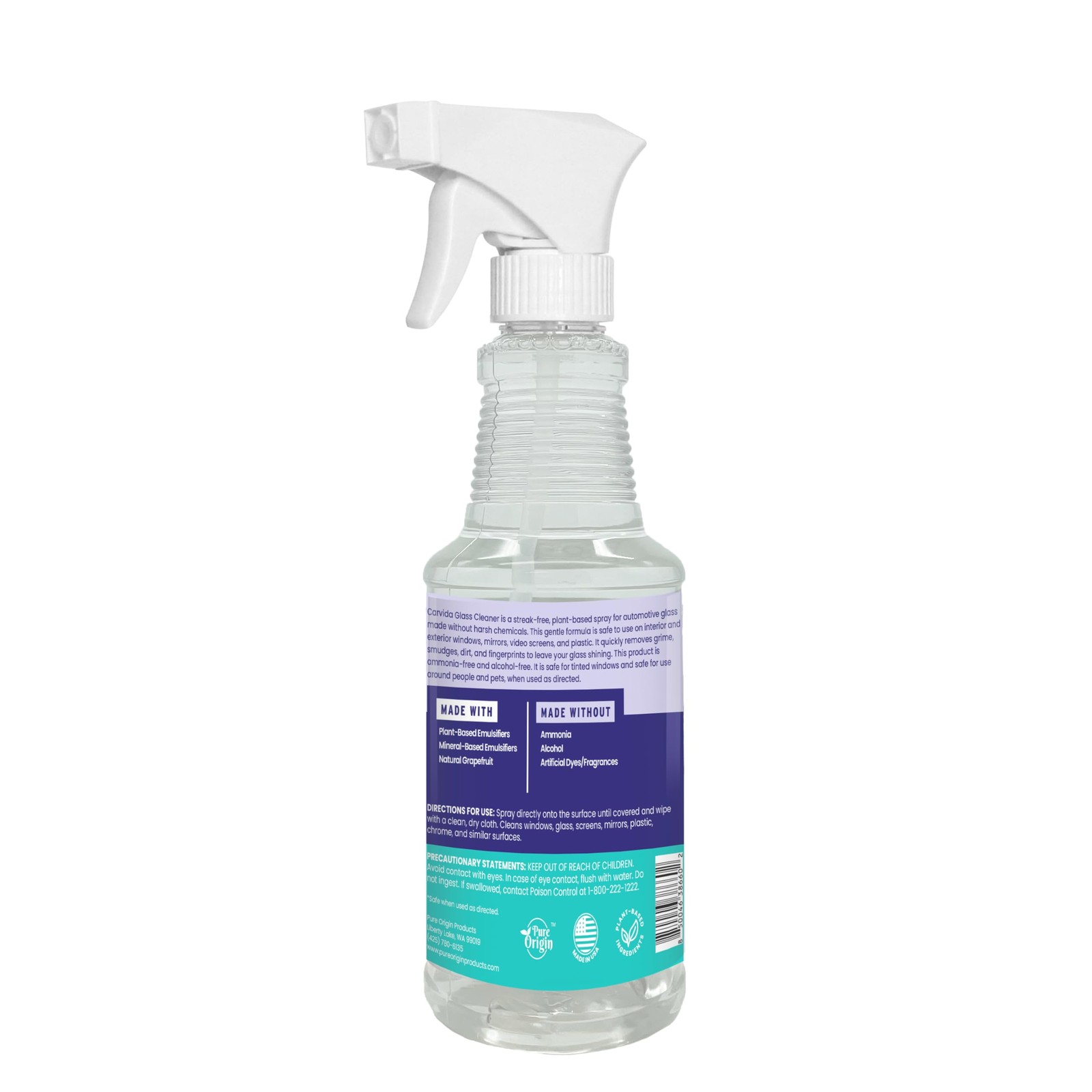 Glass Cleaner, Streak-Free Spray for Automotive Windows and Mirrors, 16oz