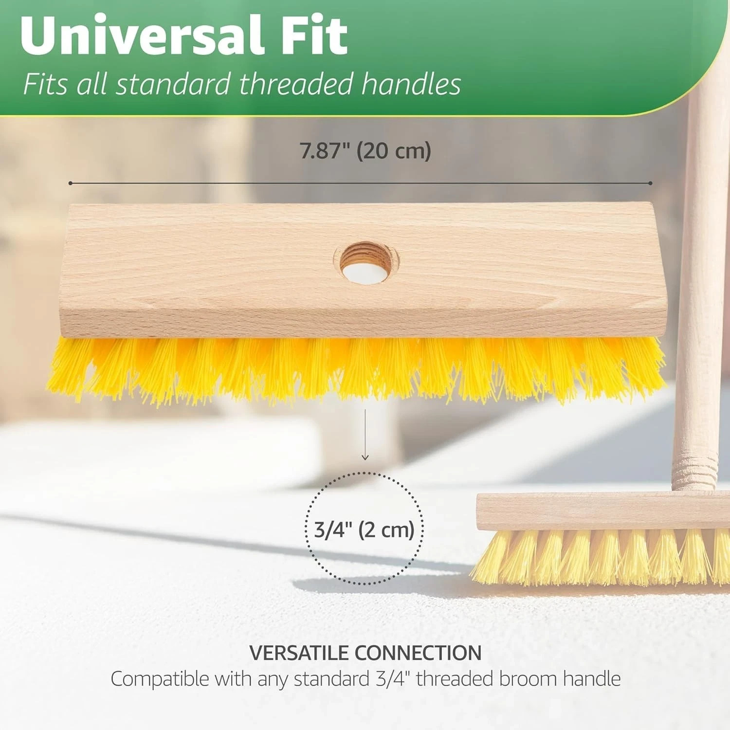 Deck Scrub Brush Head 7.87 – Heavy Duty Concrete & Wooden Deck Scrub Brush W