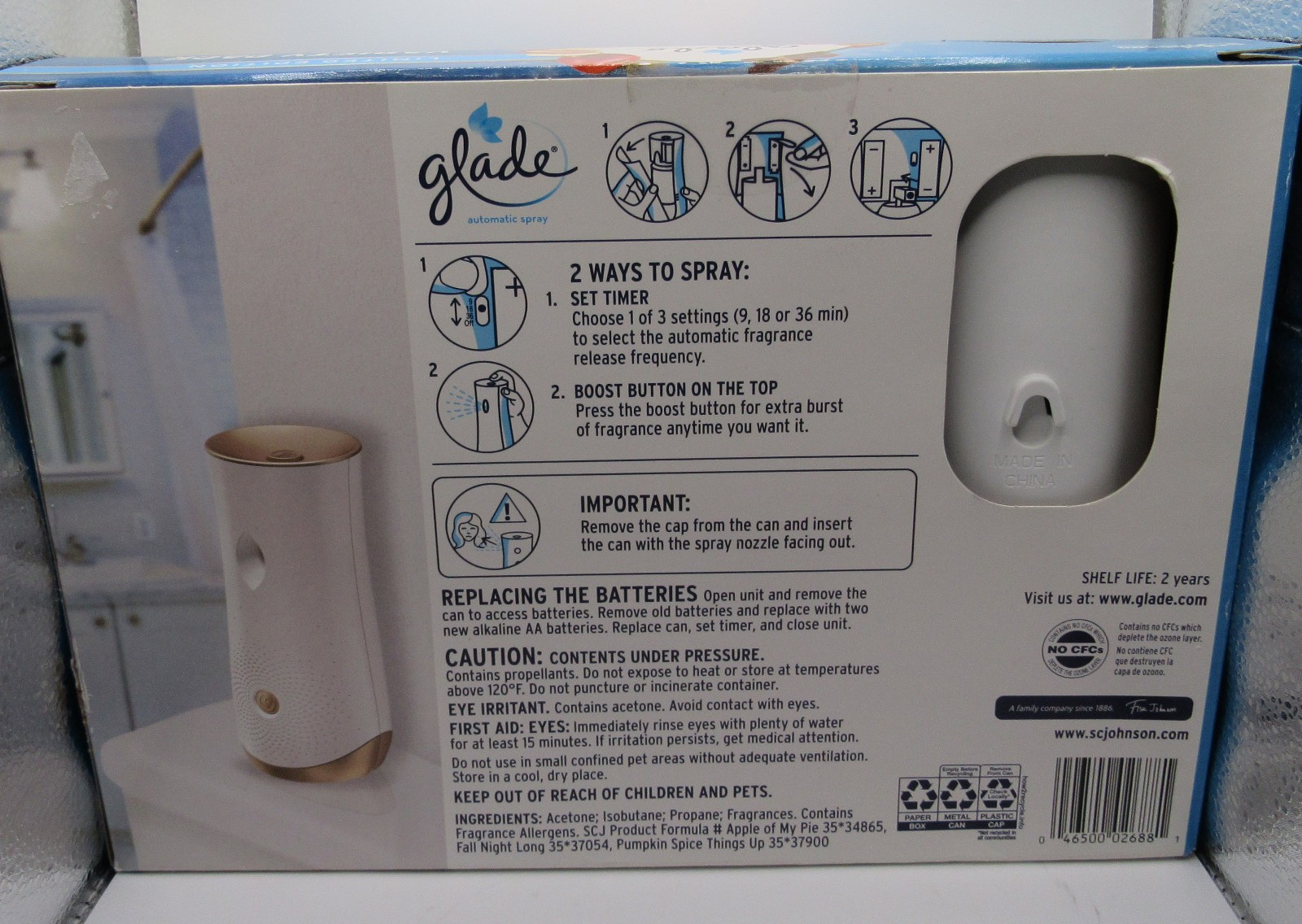 VARIETY PACK GLADE AUTOMATIC SCENTED, 3-6.2 oz REFILLS, 1-SPRAY UNIT/PUMPKIN